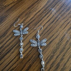 Elegant Silver Dragonfly Earrings